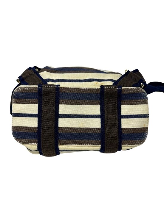 Tory Burch Kerrington Striped Canvas Backpack Leather Trim Preppy Travel main image 12